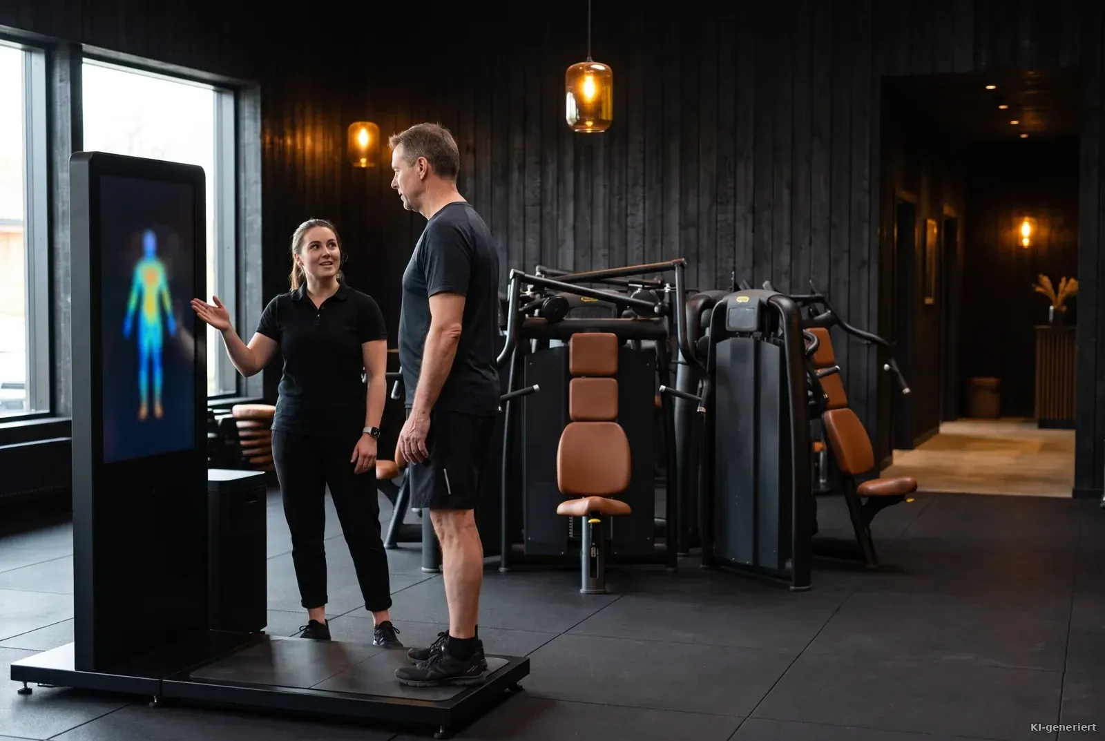 Fitnessanalyse am eGym Hub mit Trainer